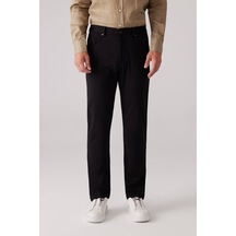 Erkek Siyah Ultra Esnek Rayon Karışımlı Kanvas Pantolon
