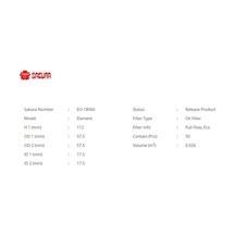 SAKURA EO18060 Yağ Filtresi Nissan Xtrail 11- Qashqai 1.6 DCI 14- Master III Movano 2.3 DCI Trafic III 1.6 DCI Vito 109 110 Cdı 14-