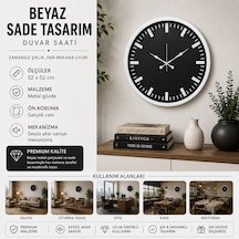 Beyaz Sade Tasarım 52 X 52 Cm Duvar Saati