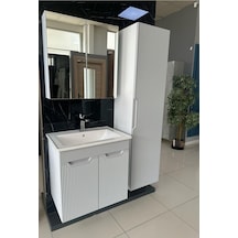 Noce Banyo Dolabı Aynalı Boy Dolaplı Membran Kapaklı 65 CM Gri
