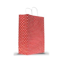 KRAFT BURGU SAPLI ÇANTA 12x25x31 KIRMIZI PUANTİYEL