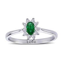 Lova Pırlantalı Oval Zümrüt Anturaj Yüzük - 1080051
