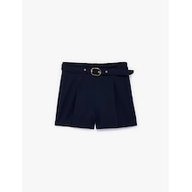 Koton Beli Ayarlanabilir Lastikli A Kesim Kemerli Şort Lacivert 6wkg70050aw Lacivert
