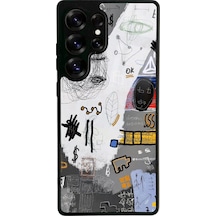 Samsung Uyumlu S25 Ultra Matematik Tahtası Tasarımlı Glossy Telefon Kılıfı Siyah