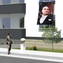 Ay-yıldız - Gazi Mustafa Kemal Atatürk Poster Cephe Bayrak -1,5x2,25 Metre 1