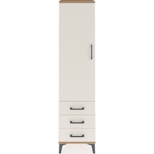 Arges Dolap Tek Raflı 3 Çekmeceli Tek Askılı 44x30x182 Çam-ay... Çam