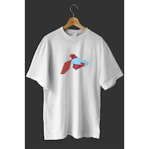 Noıssey -wed Lapistes Tasarım Baskılı Oversize T-shirt Tişört Beyaz