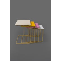 Tekerleksiz - Vegas Zigon Sehpa 4 Lü - Gold