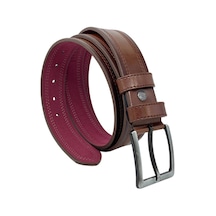 Süzer Deri Kahverengi Suni Deri Çift Dikişli Model 4 cm.lik Spor Kemer - 901