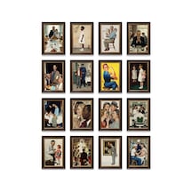 Norman Rockwell Tabloları 16'lı Sticker Seti Laptop Defter Ajanda Etiketi Çok Renkli
