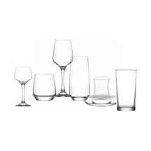 Lav Lal* Likör *(42 Prç) Mavi Akdeniz Çeyiz Seti 42 Parça Bardak Takımı Cam Bardak Seti