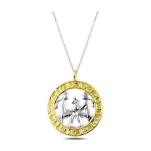 Gümüş Gold İkizler Burcu Kolye