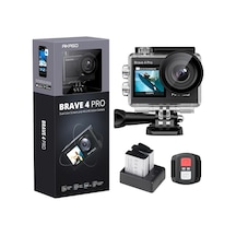 Brave 4 Pro Aksiyon Kamerası 4k Su Geçirmez Su Altı Kamerası 40 M - Ultra Hd 20mp 170 Geniş Açılı Wifi Spor Kamerası Çift Ekran, Dokunmatik Ekran, 5x Yakınlaştırma Ve Montaj Setleri