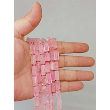 Bileklik Boy Pembe Kuvars Taşı 7x12mm Yarım Dizi 49944 18cm Uzunluğundadır Çok Renkli