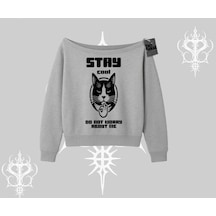 Tarzsokak Catronaut Kedi Baskılı Oversize Tshirt Siyah