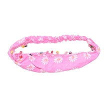 Lastikli Paraşüt Bandana Boncuklu Papatya Pembe