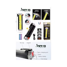 Cam Kırıcı Acil Durum Kablo Sıyırma Çakarlı Usb Şarjlı Kamp El Feneri Işıldak Lamba Led Siyah
