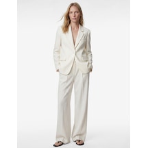 Koton Uzun Kollu Cepli Oversize Blazer Ceket Kırık Beyaz 6sak50060pw Ekru