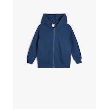 Koton Basic Kapşonlu Sweatshirt Fermuarlı Şardonlu Lacivert 5wmb10008tk Lacivert