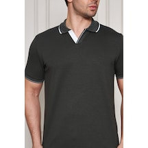 Erkek Jeuss Oysho Kumaş Yakalı Haki Tshirt