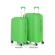 Mçs Bavul Büyük Ve Orta 2li Set Kırılmaz Silikon Valiz V305 Fıstıkyeşil Fıstık Yeşili