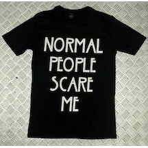Stoned&Fame Normal People Scare Me Baskılı T-shirt SIYAH
