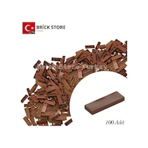 Yedek Parçalar, 100 Adet 1x3 Tile Düz Fayans Parçası, Kahverengi Reddish Brown , 63864