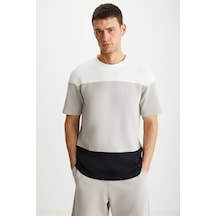 Grımelange Karnox Erkek Yuvarlak Yaka Kısa Kol Regular Fit Ekru/bej/siyah T-shirt