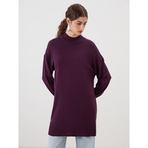Lcw Modest Mor Dik Yaka Kadın Triko Tunik