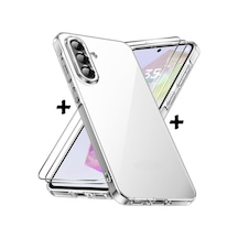 Samsung Galaxy A26 Uyumlu Kılıf Kamera Çıkıntılı Korumalı Yumuşak Şeffaf Silikon + Ekran Koruyucu Cam Set