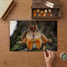 Sevimli Sincap Tasarımı 240 Parça Ahşap Puzzle Ahşap Kutuda Mpy20442