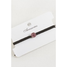 Çiçek - 384 - Taşlı Makrome Örgülü - Edntrend - Bileklik Pembe