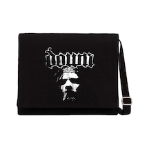 Down Jesus Face Siyah Kanvas Postacı Çantası