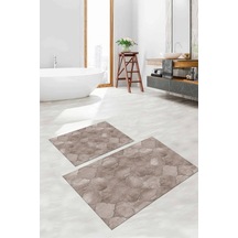 Buççin Online Mağaza Dijital Baskılı Yıkanabilir Kaymaz Taban Kupa Desenli Banyo Paspası Klozet Takımı Polyester Kahveren Çok Renkli
