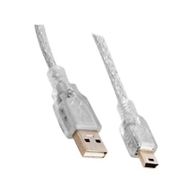 Usb 2.0 5 Metre Şeffaf Usb Am Mini 5 Pin Kablo