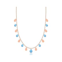 Diamond Line-Gülaylar - Pembe Altın 14 Ayar Firuze Taş Kolye N11.24987