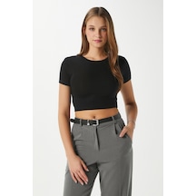 Ritnice Kadın Deal Lux Touch Yumuşak Doku Crop Siyah Bluz