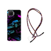 Oppo A73 Kılıf Rasta Boyun Askılı Cars Neon 1618 Siyah