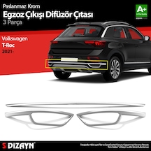 S-Dizayn VW T-Roc Makyajlı Krom Egzoz Görünümü Difüzör 3 Prç. 202