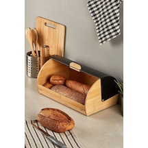 Clemento Bambu Ekmek Dolabı Siyah