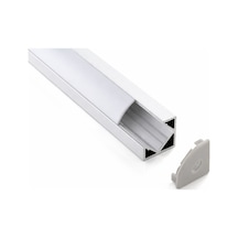 Köşe Led Profil Kanal Alüminyum 2mt. Sıva Üstü Eloksallı 18x18mm Opak Şeffaf Pleksi Kapaklı Yan Kapak Tutucu Şerit Aydınlatma 8987