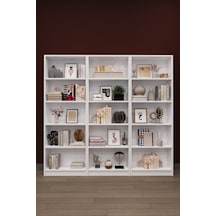 Lüks 15 Raflı Ev Ofis Kitaplık %100 Mdf Modern Dekoratif Kütüphane Kitaplık K004 Beyaz