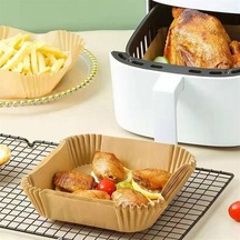 100 Adet Air Fryer Pişirme Kağıdı Tek Kullanımlık Gıda Yağlı K