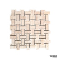 Tuqco Doğal Taş Basket Weave Traverten Cilalı Mermer Mozaik