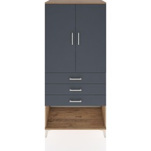 Hyperion Dolap 3 Raflı 3 Çekmeceli 2 Kapaklı 88x44x195 Çam-antrasit Atlas Çam
