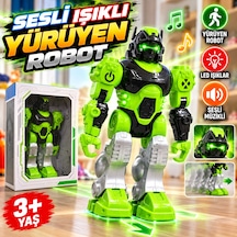 Sesli Ve Işıklı Yürüyen Robot Oyuncak Hareketli, Müzikli, Led Işıklı - Yeşil