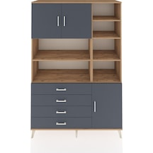 Hyperion Dolap 9 Raflı 4 Çekmeceli 3 Kapaklı 132x44x195 Çam-antrasit/antrasit Antrasıt/antrasıt