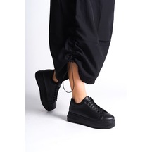 Biana Bağcıklı Ortopedik Taban Kadın Sneaker Ayakkabı St Siyah 001