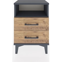 Arges Komodin Tek Raflı 2 Çekmeceli 44x30x64 Antrasit-çam Antrasit