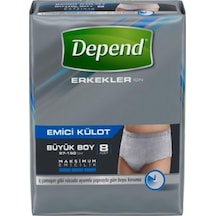Depend Erkekler Için Emici Külot Hasta Bezi Büyük Boy 8'Li